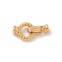 Plaqué 18K Or Véritable 925 fermoirs pliables en argent sterling, anneau rond torsadé, crémaillère plaquage, plaqué longue durée, réel 18 k plaqué or, 18mm, Trou: 3x1mm