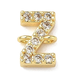 Letter Z Подвески-буквы с микропаве из латуни и прозрачными кубическими циркониями, реальный 18 k позолоченный, стойки покрытие, без кадмия и без свинца, долговечный, Письмо Z, 8.5~9.5x6.5~12.5x2.5 мм, отверстие : 1.2 мм