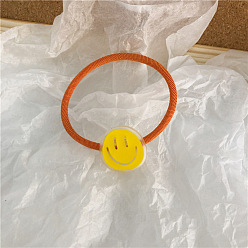 JX-C53 Yellow Smiling Face Модная повязка для волос с милым мультяшным смайликом - пластиковая, красочная эластичная резинка для волос.