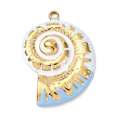Others 304 Stainless Steel Pendants, with Enamel, Ocean Themes, Real 18K Gold Plated, Ion Plating(IP), Cadmium Free & Nickel Free & Lead Free, Conch, 31x22.5x4mm, Hole: 2.2mm