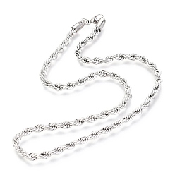 Stainless Steel Color 304 Stainless Steel Rope Chain Necklaces, with Lobster Claw Clasps, Stainless Steel Color, 17.7 inch(45cm), 4.8mm