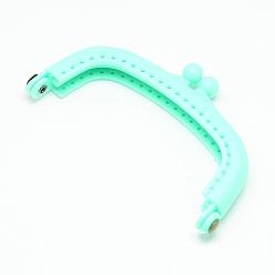 Голубой Пластиковая ручка для кошелька для швейной машины, голубой, 50x85x12 мм, отверстие : 1.5 мм