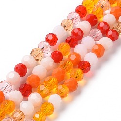 Dark Orange Glass Beads Strands, Faceted(32 Facets), Round, Dark Orange, 5.5mm, Hole: 1mm, about 95pcs/strand, 20.47''(52cm)