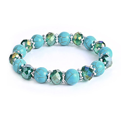Синтетическая Бирюза Винтажные круглые браслеты из синтетической бирюзы для женщин