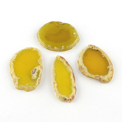 Gold Dyed Mixed Shape Natural Agate Gemstone Big Pendants, Gold, 39~85x26~62x5~6mm, Hole: 2mm