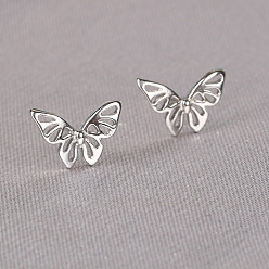 Butterfly Mini 925 Sterling Silver Stud Earrings for Girls, Silver Color Plated, Butterfly, 5mm