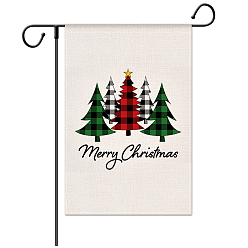 Christmas Tree Garden Flag for Christmas, Double Sided Burlap House Flags, for Home Garden Yard Office Decorations, Christmas Tree, 470x320mm
