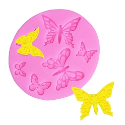 Hot Pink Food Grade Silicone Molds, Fondant Molds, For DIY Cake Decoration, Chocolate, Candy, Butterfly, Hot Pink, 85x75x10mm