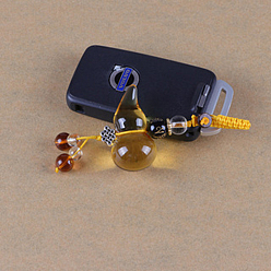 Goldenrod Lampwork Pendant Decorations, Gourd Hanging Ornament for Praying Happiness, Goldenrod, Gourd: 51x25mm