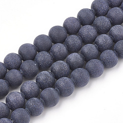 Blue Goldstone Synthetic Blue Goldstone Beads Strands, Frosted, Round, 6mm, Hole: 1mm, about 63pcs/strand, 15.5 inch