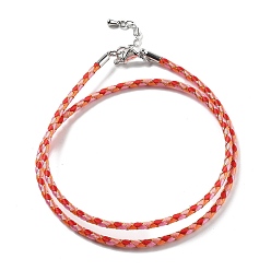 Красный Изготовление плетеных ожерелий из полиэфирного шнура, с латунной фурнитурой , нержавеющая сталь застежками, долговечный, платина, красные, 18-3/4 дюйм (47.5 см)