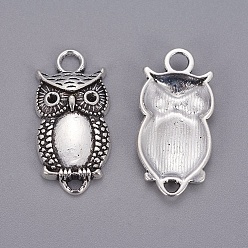 Antique Silver Alloy Links connectors, Halloween, Cadmium Free & Lead Free, Owl, Antique Silver, 26x13x4mm, Hole: 3mm