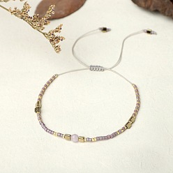 BR0402 Bohemian Style Handmade Braided Friendship Bracelet with Semi-Precious Beads for Women