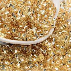 Light Khaki Glass Seed Beads, Silver Lined, Square, Light Khaki, 3~3.5x2.5~3x2.5~3mm, Hole: 1mm, about 10714pcs/pound
