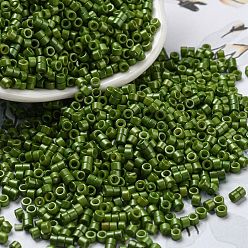 Olive Drab Baking Paint Glass Seed Beads, Cylinder, Olive Drab, 2.5x2mm, Hole: 1.4mm, about 45359pcs/pound