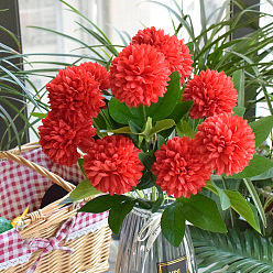 Red Handmade Cloth Artificial Dandelion Flower, Preserved Taraxacum Flower, For DIY Wedding Bouquet, Party Home Decoration, Red, 490mm, 10pcs/set