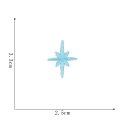 Sky Blue Computerized Embroidery Cloth Self-adhesive/Sew on Patches, Costume Accessories, 8 Pointed Star, Sky Blue, 33x25mm