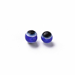 Royal Blue Evil Eye Resin Beads, Round, Royal Blue, 4mm, Hole: 1mm