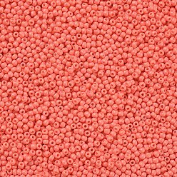 Light Coral 11/0 Grade A Round Glass Seed Beads, Baking Paint, Light Coral, 2.3x1.5mm, Hole: 1mm, about 48500pcs/pound