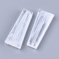 Clear Acrylic Beads, Imitation Gemstone, Trapezoid, Clear & White, 40x16x6mm, Hole: 1.8mm, about 150pcs/500g