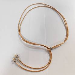 Pérou Fabrication de collier coulissant en cordon de polyester ciré, avec 202 billes en acier inoxydable, Pérou, 22.83 pouce (58 cm)