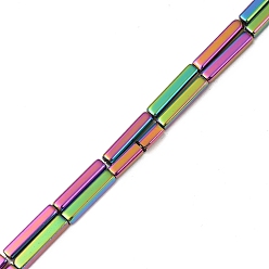 Multi-color Plated Electroplate Glass Beads Strands, Full Plated, Cuboid, Multi-color Plated, 20x4x4mm, Hole: 0.8mm, about 38pcs/strand, 30.31 inch(77cm)