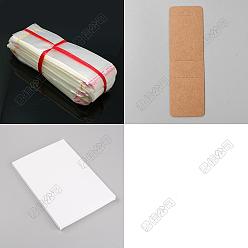 Светло-коричневый 130шт. пустые бумажные декоративные обложки для закладок, карточки для демонстрации закладок, прямоугольные, с 130шт. прозрачными целлофановыми пакетами OPP, загар, 16.5x5.1x0.05 см