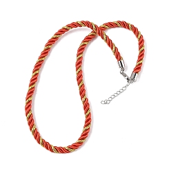 Оранжево-Красный 5мм нейлоновый витой шнур для изготовления ожерелий, с латунными выводами и 304 застежками из лобстера из нержавеющей стали, долговечный, стойки покрытие, платина, оранжево-красный, 17.72~18.90 дюйм (45~48 см)