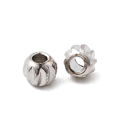 Платина Рифленые круглые латунные бусины, долговечный, стойки покрытие, без свинца и без кадмия, платина, 3x2 мм, отверстие : 1.2 мм