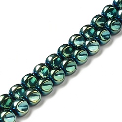 Green Plated Electroplate Transparent Glass Beads Strands, Full Plated, Twist, Green Plated, 9.5x10x10mm, Hole: 1.5mm, about 66pcs/strand, 25.98 inch(66cm)