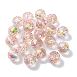 Thistle AB Color Plated Glass Beads, Faceted Round, Thistle, 10x9mm, Hole: 1.5mm