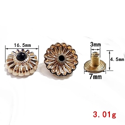 Golden Alloy Buttons, with Imitation Synthetic Turquoise & Iron Screw, Flower, Golden, 16.5mm