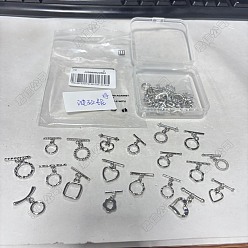 Платина 38 шт. 19 стили застежки-тоглы из сплава, без кадмия и без свинца, стойки покрытие, разнообразные, платина, 13~18.5x10.5~16.5x1.5~3 мм, отверстие : 1.2~2.5 мм, 2 шт / стиль