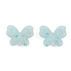 Светло-Синий Непрозрачные акриловые бусины в стиле мраморного камня, бабочка, голубой, 17.5x21x6 мм, отверстие : 1.8 мм