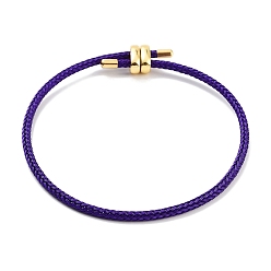 Индиго Изготовление браслетов из плетеной стальной проволоки, с золотыми тонами латунных бус, индиговые, внутренний диаметр: 3-1/8 дюйм (8 см)