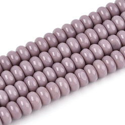 Средний Фиолетовый Непрозрачные с напылением стеклянные бусины, рондель, средне фиолетовый, 4x2.5 мм, отверстие : 0.7 мм, около 135 шт / нитка, 14.96'' (38 см)