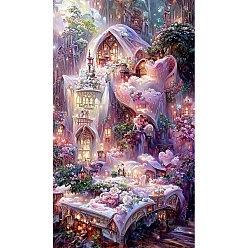 Building DIY Scenery Theme Diamond Painting Kits, Including Canvas, Resin Rhinestones, Diamond Sticky Pen, Tray Plate and Glue Clay, Building Pattern, 700x400mm