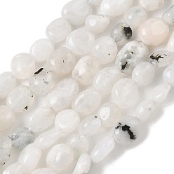 Rainbow Moonstone Natural Rainbow Moonstone Beads Strands, Nuggets, Tumbled Stone, 7~10x4~6.5x3.5~5mm, Hole: 0.9mm, about 55~56pcs/strand, 15.24''(38.7cm)~15.83''(40.2cm)