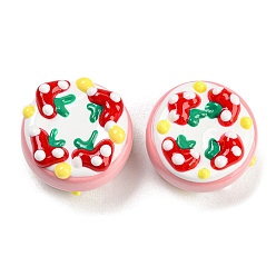 Colorful Acrylic with Enamel Beads, Cake with Strawberry, Colorful, 21x13mm, Hole: 1.4mm