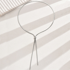 Нержавеющая Сталь Цвет Не тускнеющие стильные 201 ожерелья-лариаты из нержавеющей стали со змеевидной цепочкой для женщин на каждый день, цвет нержавеющей стали, 10.83 дюйм (27.5 см)