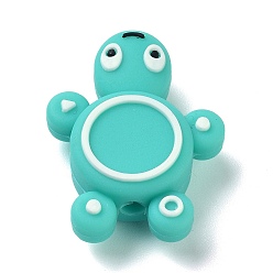 Light Sea Green Silicone Focal Beads, Turtle, Light Sea Green, 29x22x8mm, Hole: 3mm