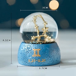Gemini Zodiac Gifts, Constellations Snow Globe, Crystal Sphere House Gifts Desktop Decor, Crystal Ball Birthday Present with Base, Gemini, 45x30x37mm