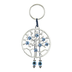 Tree of Life Alloy with Resin Evil Eye Charms Keychains, with Iron Split Ring, Tree of Life, 12cm