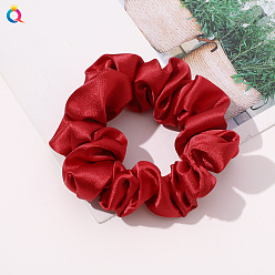 Simulation silk 8cm small loop - dark red Elegant and Versatile Solid Color Hair Scrunchies for Women, Simulated Silk Ponytail Holder Accessories