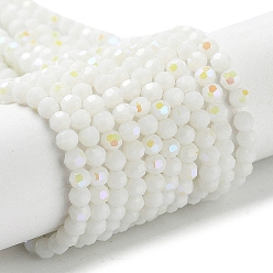 White Opaque Glass Beads Strands, Faceted, Round, White, 3mm, Hole: 0.8mm, about 167~170pcs/strand, 19.88~20.08''(50.5~51cm)