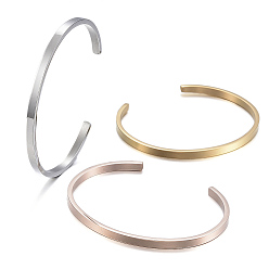 Couleur Mélangete 304 bracelets manchette en acier inoxydable, bracelets ouverts simples minimalistes, couleur mixte, diamètre intérieur: 2-1/2x2 pouce (6.1~6.5x5.1 cm)