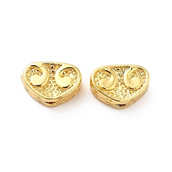 Golden Rack Plating Brass Beads, Long-Lasting Plated, Heart, Golden, 7x10x4.5mm, Hole: 1.5mm