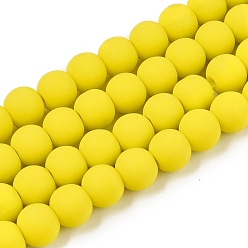 Желтый Непрозрачное стекло бисер нитей, матовые, круглые, желтые, 8~8.5 мм, отверстие : 1.5 мм, около 51~53 шт / нитка, 14.96 дюйм ~ 15.55 дюйм (38~39.7 см)
