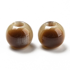 Saddle Brown Opaque Resin Two Tone European Beads, Large Hole Beads, Rondelle, Saddle Brown, 14x12mm, Hole: 5mm