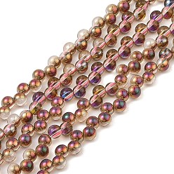 Коричневый Стеклянные бусины с гальваническим покрытием , гальваническое покрытие, лампа, кофе, 5 мм, отверстие : 1 мм, около 98 шт / нитка, 15.35'' (39 см)